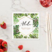 金ゴールドグリッタースパークルグラムトロピカル葉結婚ズ スタンダードカクテルナプキン (インサイチュ)