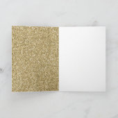 金ゴールドグリッタースパークルグラムパーソナライズされた写真 カード (内部)