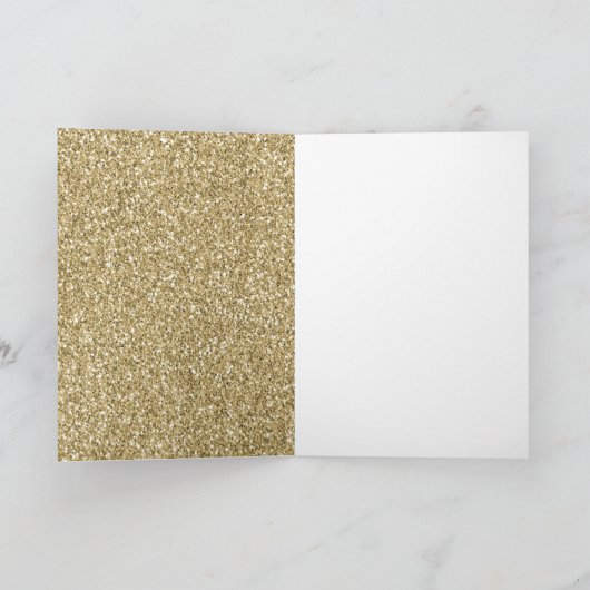 金ゴールドグリッタースパークルグラムパーソナライズされた写真 カード (内部)