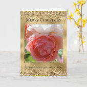 金ゴールドグリッタースパークルグラムパーソナライズされた写真 カード (黄色い花)