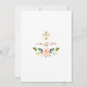 金ゴールドグリッタースパークルスコーラルフラワーズ神聖な聖餐式 招待状 (裏面)