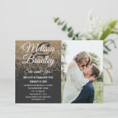 金ゴールドグリッタースパークルスブラック婚約 招待状 (スタンド正面)