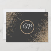 金ゴールドグリッタースパークルスブラック婚約 招待状 (裏面)