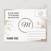 金ゴールドグリッタースパークルスホワイトありがとう ポストカード (裏面)