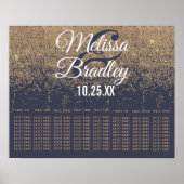 金ゴールドグリッタースパークルズネイビーブルー座席表 ポスター (正面)