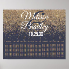 金ゴールドグリッタースパークルズネイビーブルー座席表 ポスター