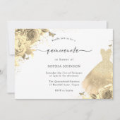 金ゴールドグリッタースパークルドレスフローラキンセアニェラ15日 招待状 (正面)