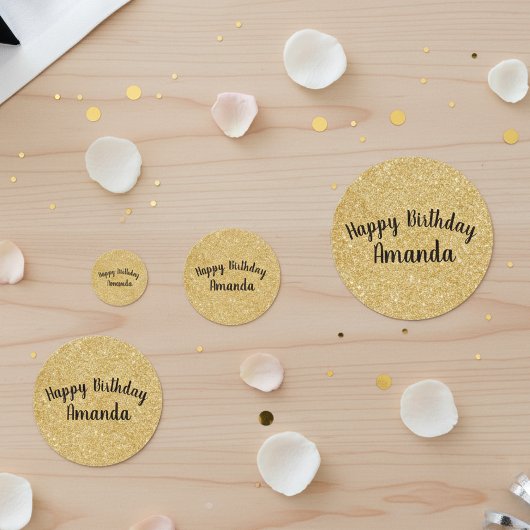 金ゴールドグリッタースパークルハッピーバースデーカスタム コンフェッティ