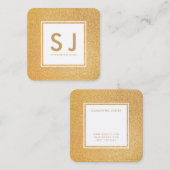 金ゴールドグリッタースパークルモダンインテリア設計者 スクエア名刺 (正面/裏面)