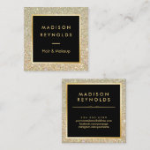 金ゴールドグリッタースパークルモダンファッショナル スクエア名刺 (正面/裏面)