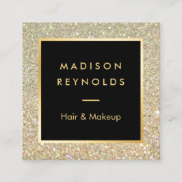 金ゴールドグリッタースパークルモダンファッショナル スクエア名刺