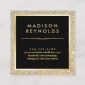 金ゴールドグリッタースパークルモダンファッショナル スクエア名刺 (裏面)