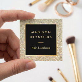 金ゴールドグリッタースパークルモダンファッショナル スクエア名刺