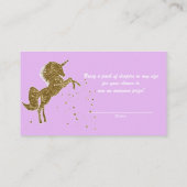 金ゴールドグリッタースパークルユニコーンおむつラッフルカード エンクロージャーカード (裏面)