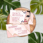 金ゴールドグリッタースパークル赤面ピンクマーブルアートパターン 名刺