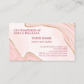 金ゴールドグリッタースパークル赤面ピンクマーブルアートパターン 名刺 (裏面)