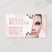 金ゴールドグリッタースパークル赤面ピンクマーブルアートパターン 名刺 (正面)