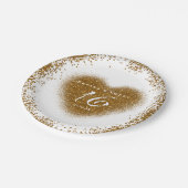 金ゴールドグリッタースピルスウィート16ハートパーティープレート ペーパープレート (アングル)