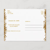 金ゴールドグリッタースピルスウィート16ハート保存日付 案内ポストカード (裏面)