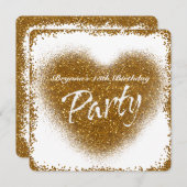 金ゴールドグリッタースピルハートグラマーパーティの招待状 招待状 (正面/裏面)