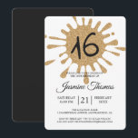 金ゴールドグリッタースプラッシュスウィート16 16thバースデーパーティー 招待状<br><div class="desc">金ゴールドモダングリッターのスプラッシュと16のタイポグラフィの数と甘い16のバースデーパーティー招モダン待。このシックな金ゴールドグリッターと黒の16th誕生日パーティーのお祝い招待を家族や友人に送信する。この16歳の誕生日パーティーの招待に個人詳細を追加するだけ。そしもして救済も合わせ製品が必要で連絡す。</div>