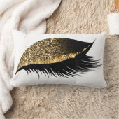 金ゴールドグリッタースリープメイクアップアイズラッシュホワイト ランバークッション (ブランケット)