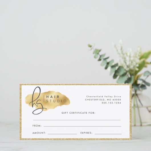 金ゴールドグリッタースワッシュブギーブティックサロンギフト証明書 (スタンド正面)