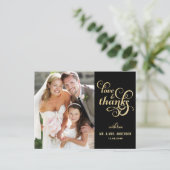 金ゴールドグリッタース結婚クリプトありがとうはがき ポストカード (スタンド正面)