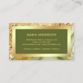 金ゴールドグリッターセージグリーンマーブルメイクアップアーティスト 名刺 (裏面)