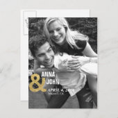 金ゴールドグリッターセーブ・ザ・デート案内はがき 案内ポストカード (正面/裏面)