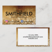 金ゴールドグリッターソーシャルメディアヘア&メイクアップトレンディー 名刺 (正面/裏面)