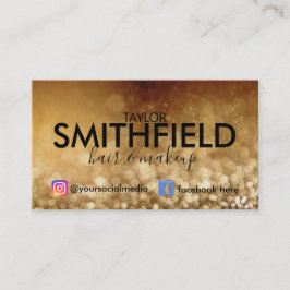 金ゴールドグリッターソーシャルメディアヘア&メイクアップトレンディー 名刺