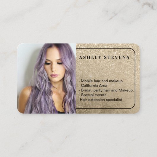 金ゴールドグリッターソーシャルメディアQRコードフォトロゴ 名刺 (裏面)