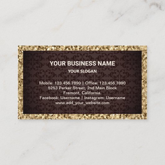 金ゴールドグリッタータルトパストリーシェフベーカリー 名刺 (裏面)