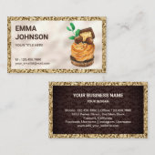 金ゴールドグリッタータルトパストリーシェフベーカリー 名刺 (正面/裏面)