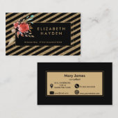 金ゴールドグリッターターコイズサンゴフローラ名刺 名刺 (正面/裏面)