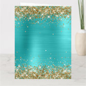 金ゴールドグリッターターコイズブルービッグハッピーバースデー カード (裏面)