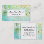 *~*金ゴールドグリッターターコイズ抽象芸術パステルモダン 名刺 (正面/裏面)