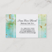 *~*金ゴールドグリッターターコイズ抽象芸術パステルモダン 名刺 (裏面)
