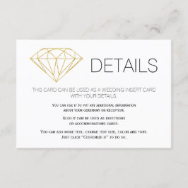 金ゴールドグリッターダイヤモンドトレンディー結婚の詳細インサート エンクロージャーカード