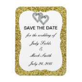 金ゴールドグリッターダイヤモンドハートを保存 マグネット (縦)