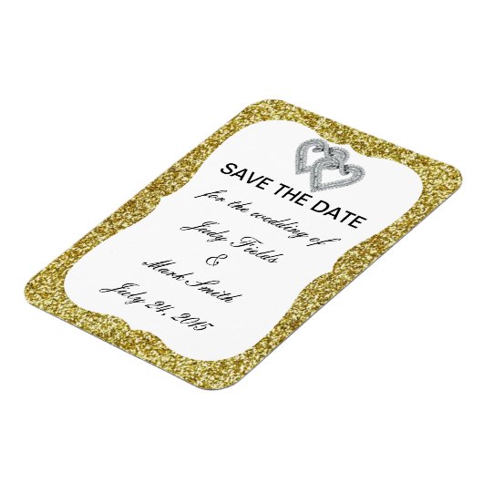 金ゴールドグリッターダイヤモンドハートを保存 マグネット (左側)