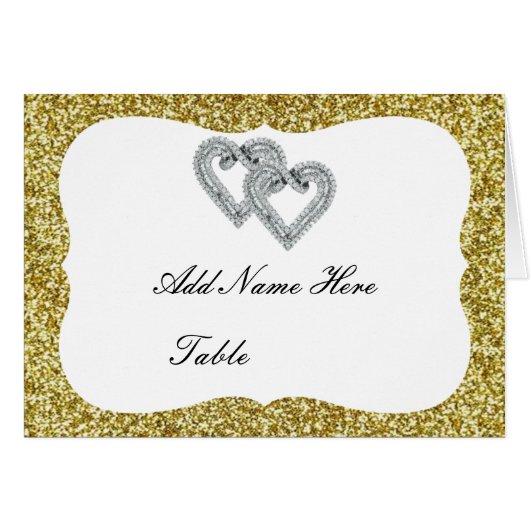 金ゴールドグリッターダイヤモンドハートテーブル座席表 (正面横)