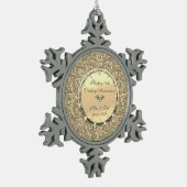 金ゴールドグリッターダイヤモンド結婚50周年記念 スノーフレークピューターオーナメント (左)