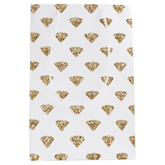 金ゴールドグリッターダイヤモンド ミディアムペーパーバッグ (正面)