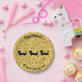 金ゴールドグリッターダシュントパーティープレートおめでとう ペーパープレート (パーティー)