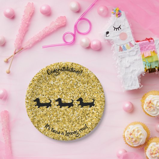 金ゴールドグリッターダシュントパーティープレートおめでとう ペーパープレート (パーティー)