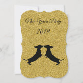 金ゴールドグリッターダックスシュント新年パーティの招待状 招待状 (正面)