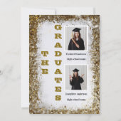 金ゴールドグリッターダブル卒業2人の写真卒業者 招待状 (裏面)