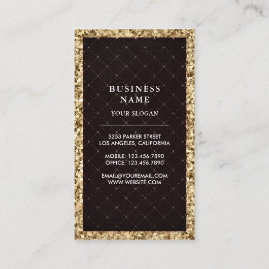 金ゴールドグリッターダークチョコレートカスタムチョコレートケーキベーカリー 名刺 (裏面)